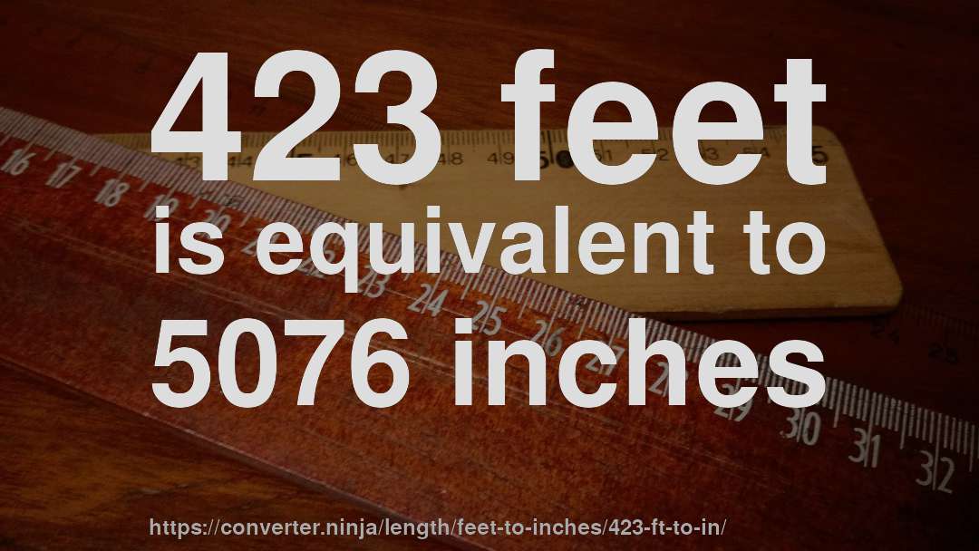 423 feet is equivalent to 5076 inches