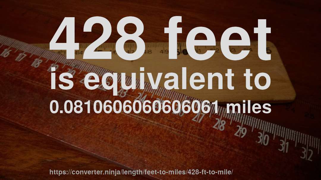 428 feet is equivalent to 0.0810606060606061 miles