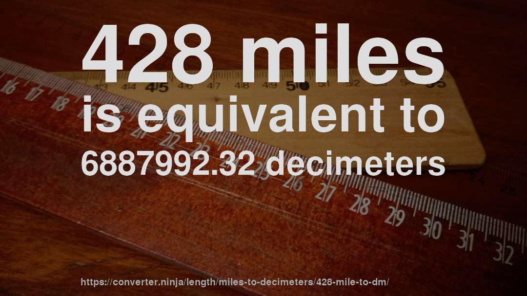 428 miles is equivalent to 6887992.32 decimeters
