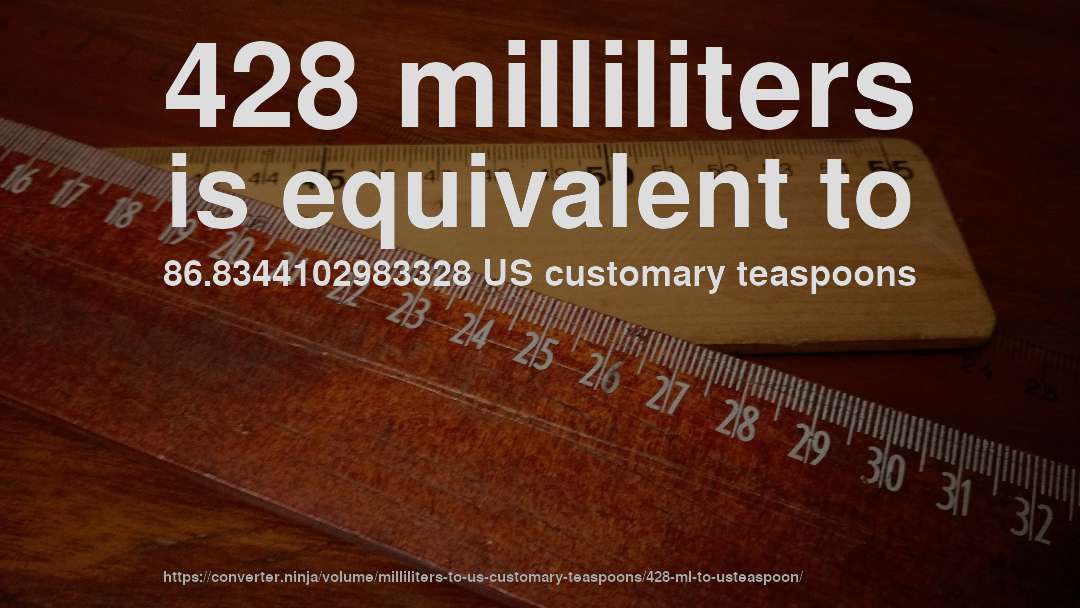428 milliliters is equivalent to 86.8344102983328 US customary teaspoons
