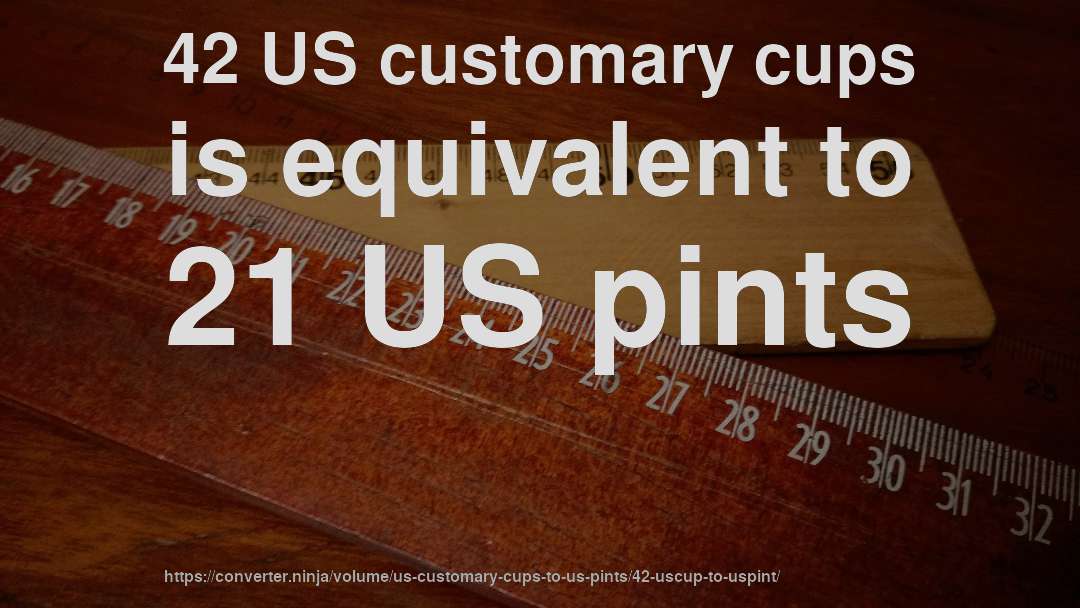 42 US customary cups is equivalent to 21 US pints