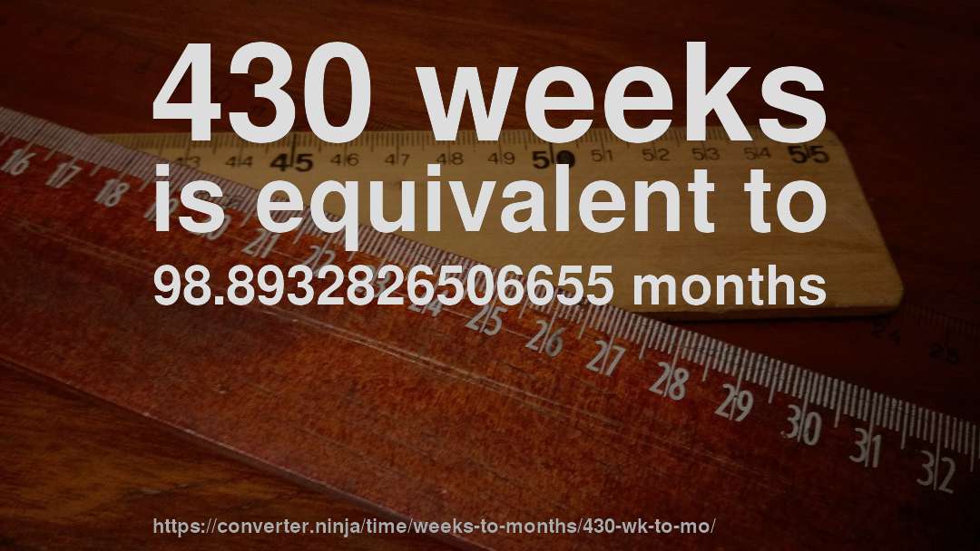 430 weeks is equivalent to 98.8932826506655 months