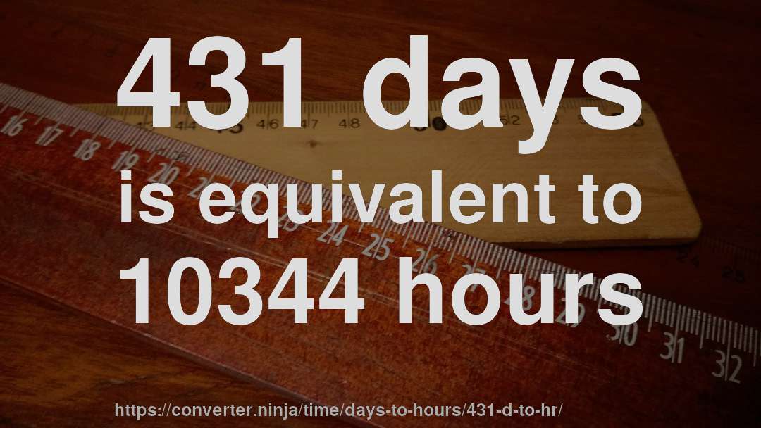 431 days is equivalent to 10344 hours
