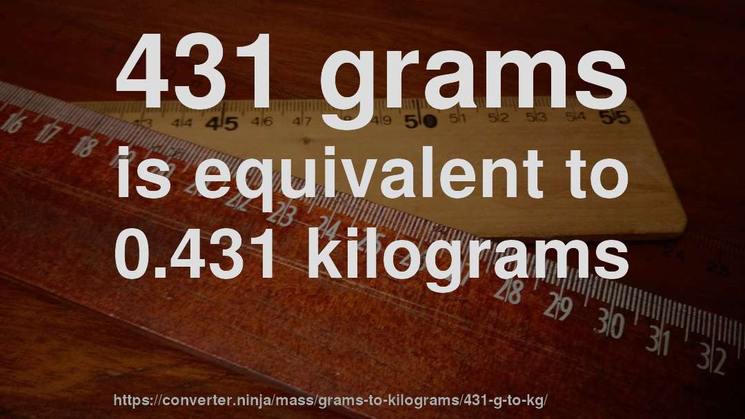 431 grams is equivalent to 0.431 kilograms