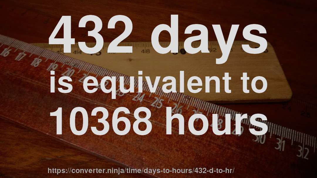 432 days is equivalent to 10368 hours