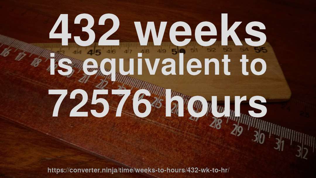 432 weeks is equivalent to 72576 hours