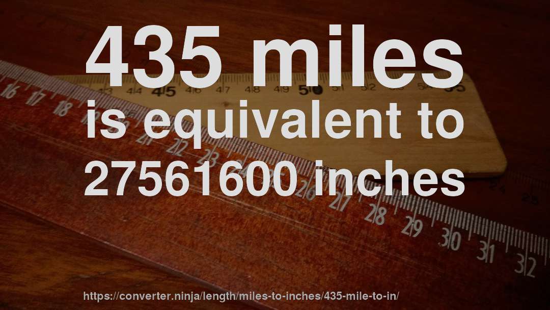 435 miles is equivalent to 27561600 inches