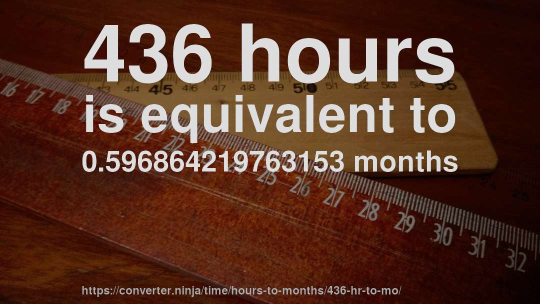 436 hours is equivalent to 0.596864219763153 months