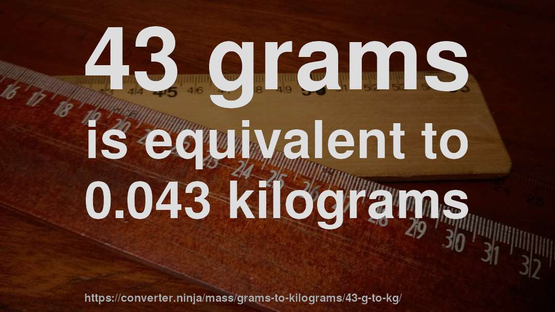 43 grams is equivalent to 0.043 kilograms