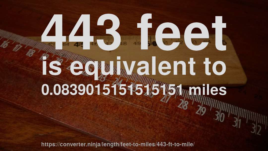 443 feet is equivalent to 0.0839015151515151 miles