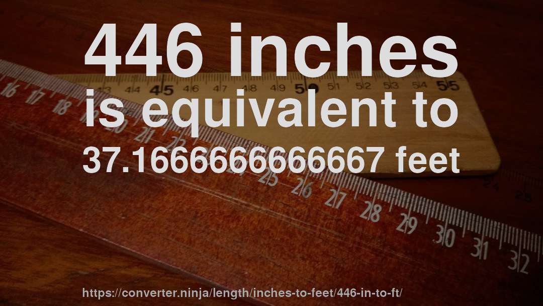 446 inches is equivalent to 37.1666666666667 feet