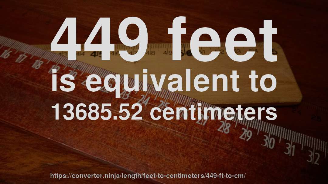 449 feet is equivalent to 13685.52 centimeters