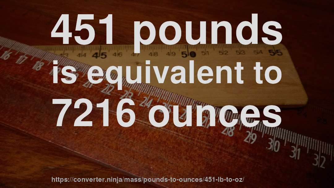 451 pounds is equivalent to 7216 ounces