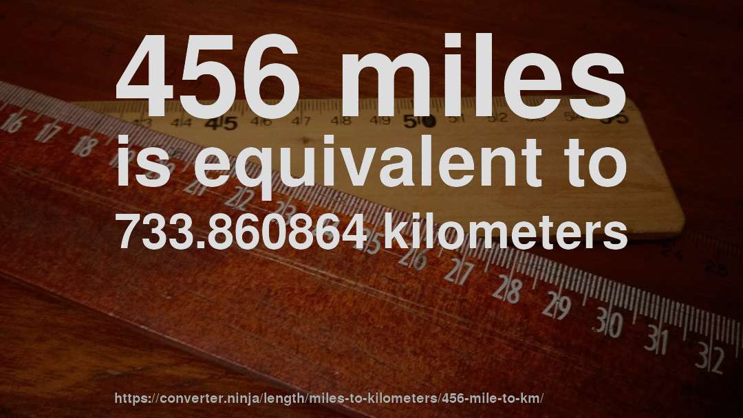 456 miles is equivalent to 733.860864 kilometers
