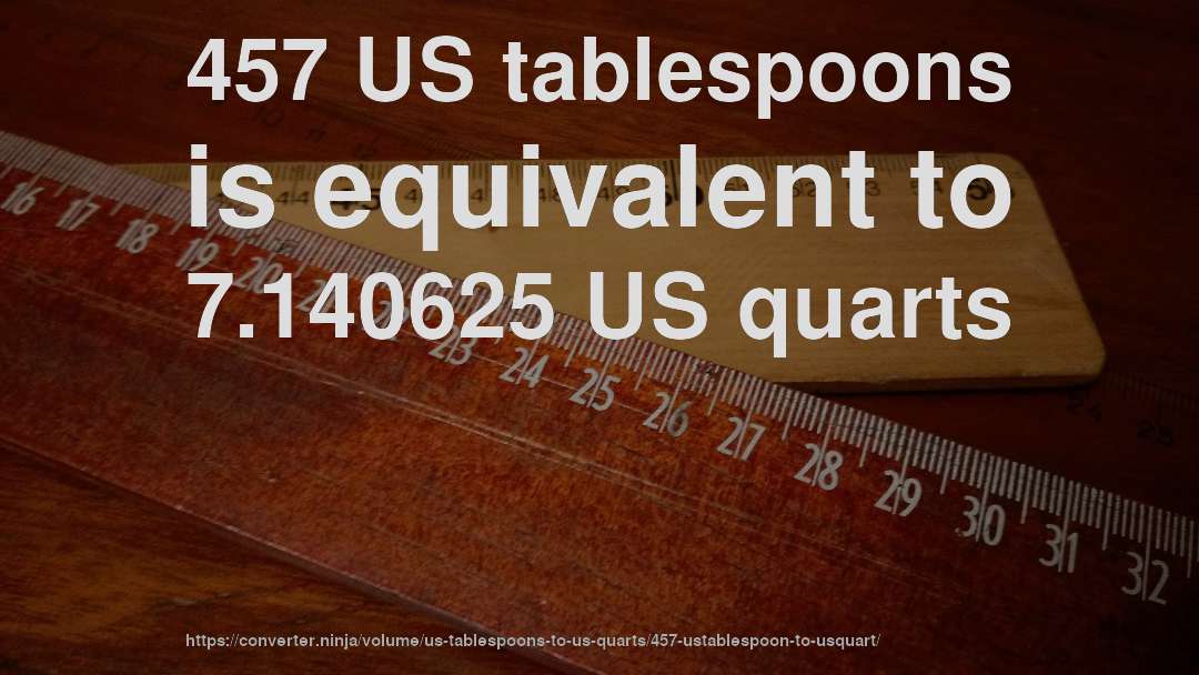 457 US tablespoons is equivalent to 7.140625 US quarts