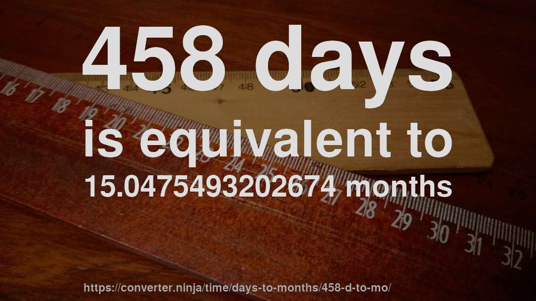 458 days is equivalent to 15.0475493202674 months