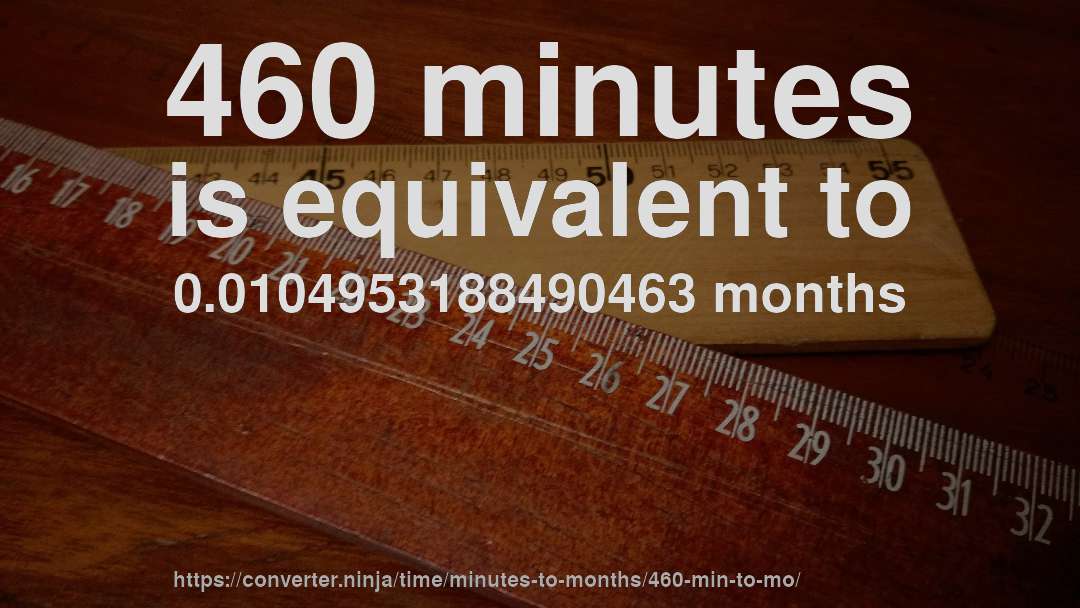 460 minutes is equivalent to 0.0104953188490463 months