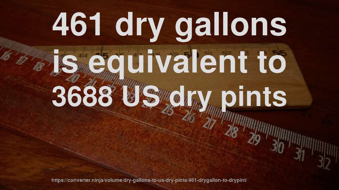 461 dry gallons is equivalent to 3688 US dry pints