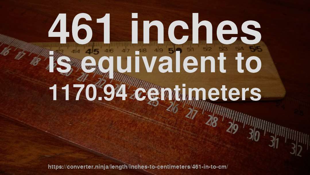 461 inches is equivalent to 1170.94 centimeters