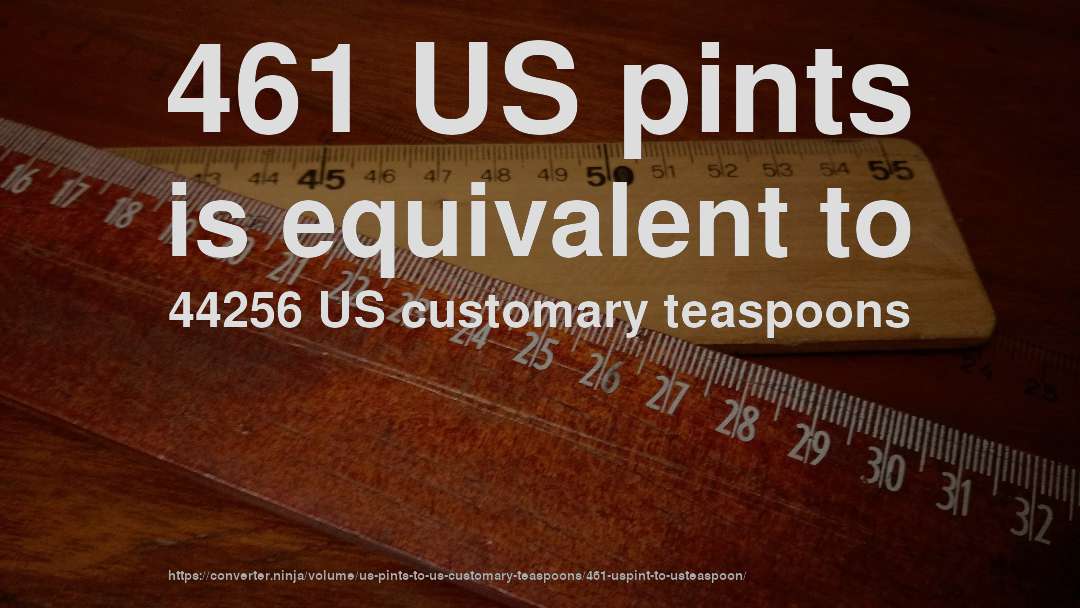 461 US pints is equivalent to 44256 US customary teaspoons