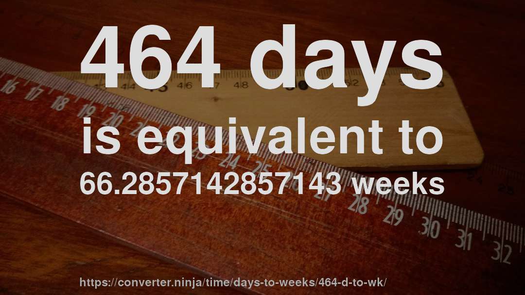 464 days is equivalent to 66.2857142857143 weeks