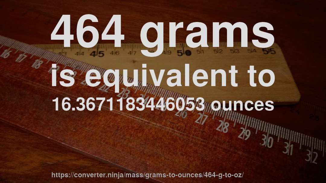 464 grams is equivalent to 16.3671183446053 ounces