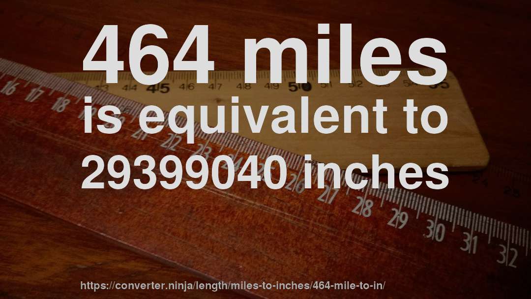 464 miles is equivalent to 29399040 inches