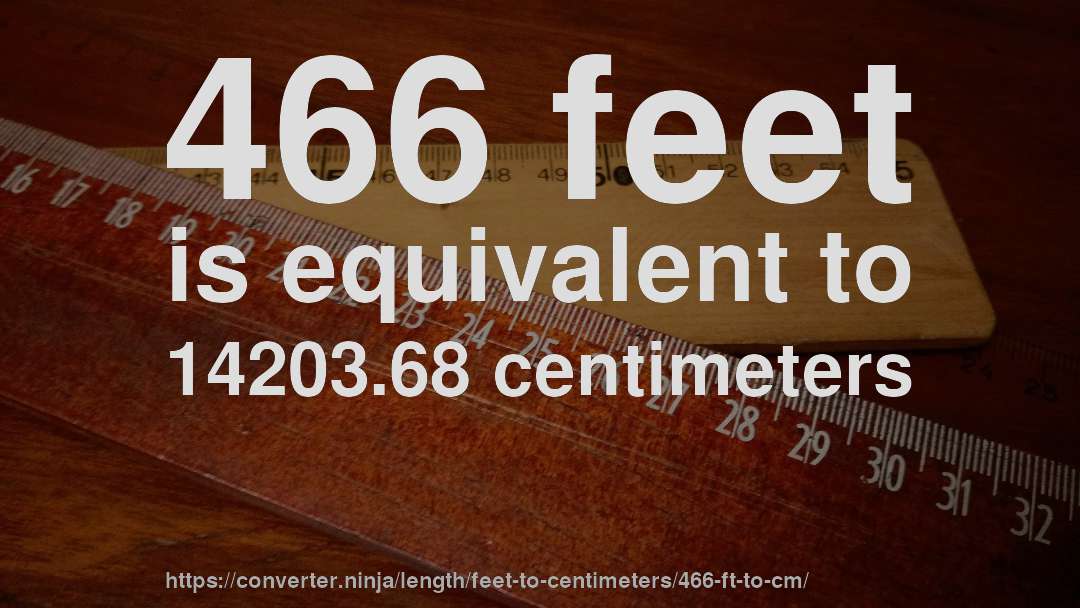 466 feet is equivalent to 14203.68 centimeters