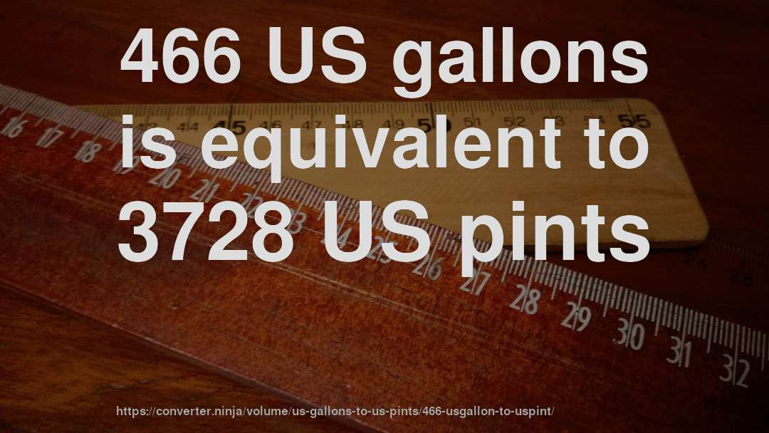466 US gallons is equivalent to 3728 US pints