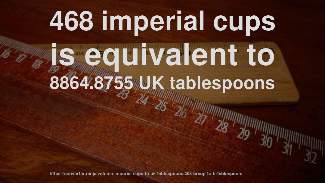 468 imperial cups is equivalent to 8864.8755 UK tablespoons
