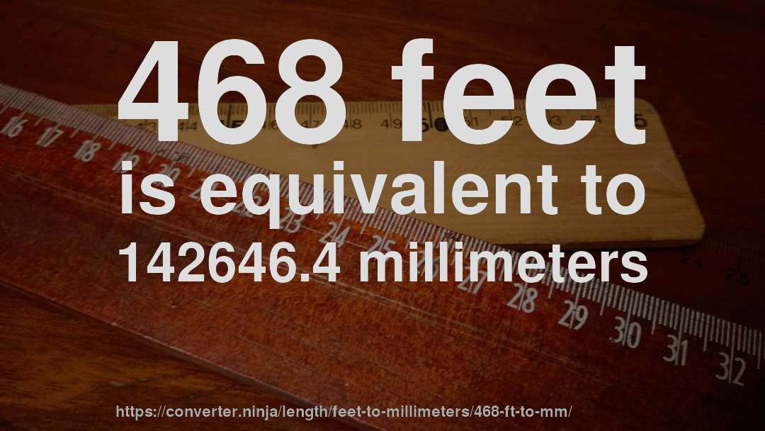 468 feet is equivalent to 142646.4 millimeters