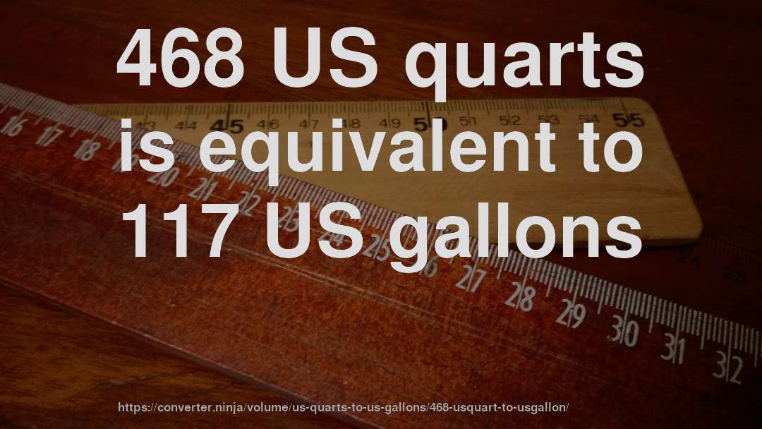 468 US quarts is equivalent to 117 US gallons