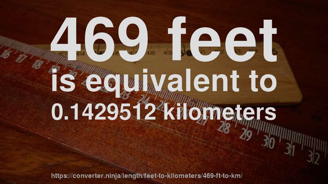 469 feet is equivalent to 0.1429512 kilometers