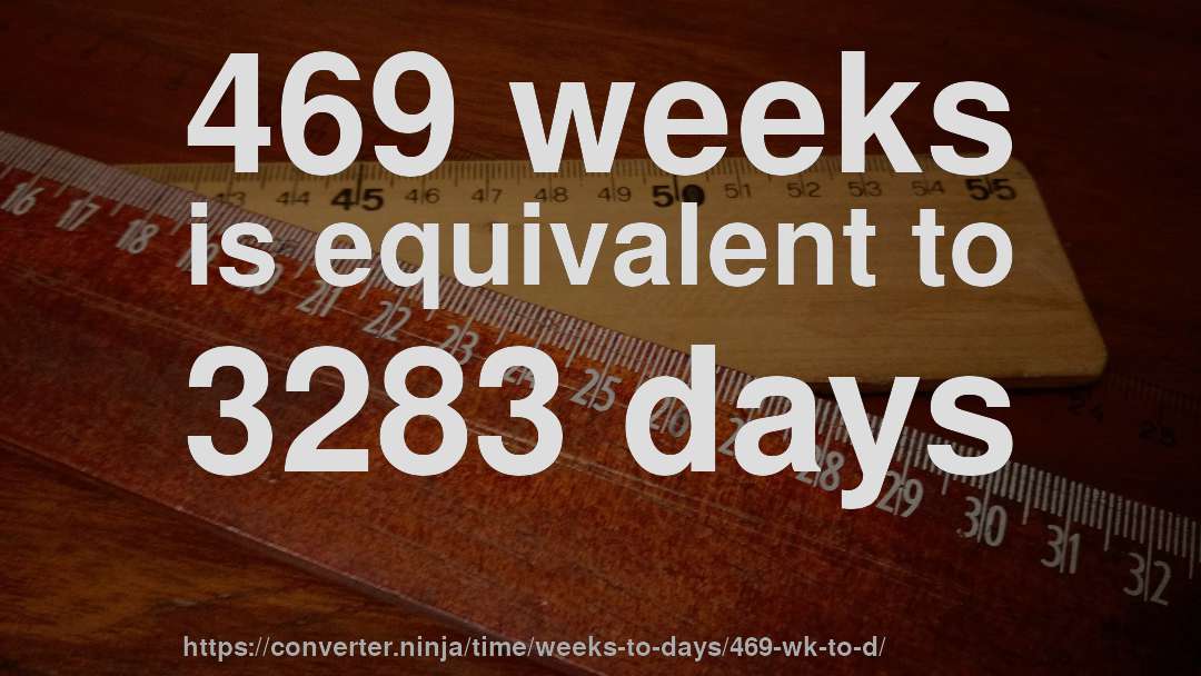 469 weeks is equivalent to 3283 days