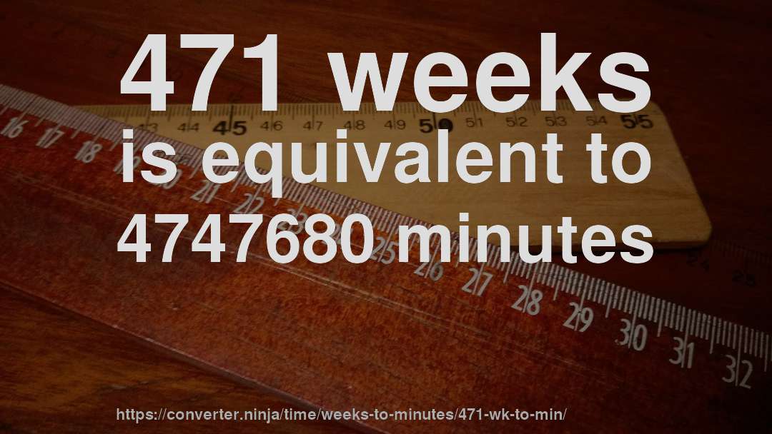471 weeks is equivalent to 4747680 minutes