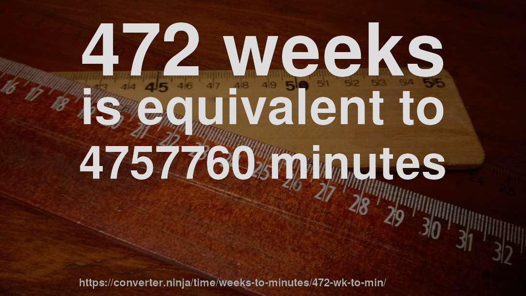 472 weeks is equivalent to 4757760 minutes