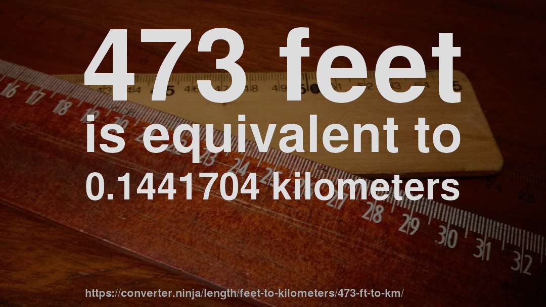 473 feet is equivalent to 0.1441704 kilometers