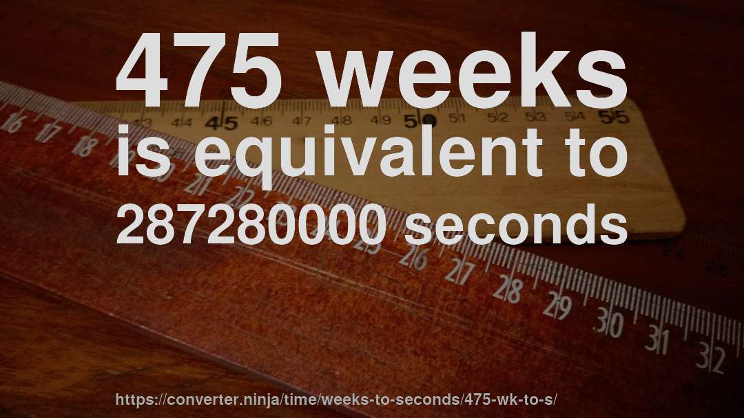 475 weeks is equivalent to 287280000 seconds