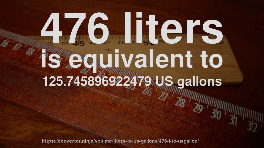 476 liters is equivalent to 125.745896922479 US gallons