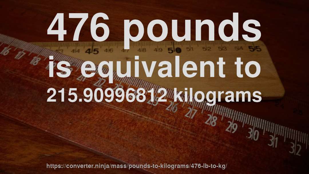 476 pounds is equivalent to 215.90996812 kilograms