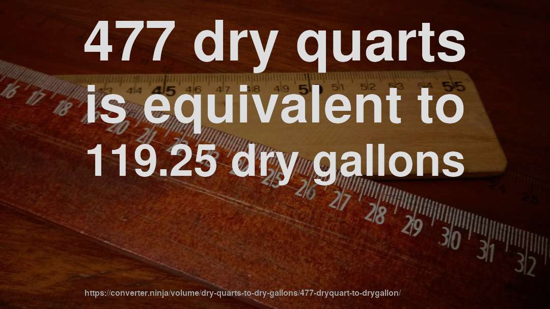 477 dry quarts is equivalent to 119.25 dry gallons