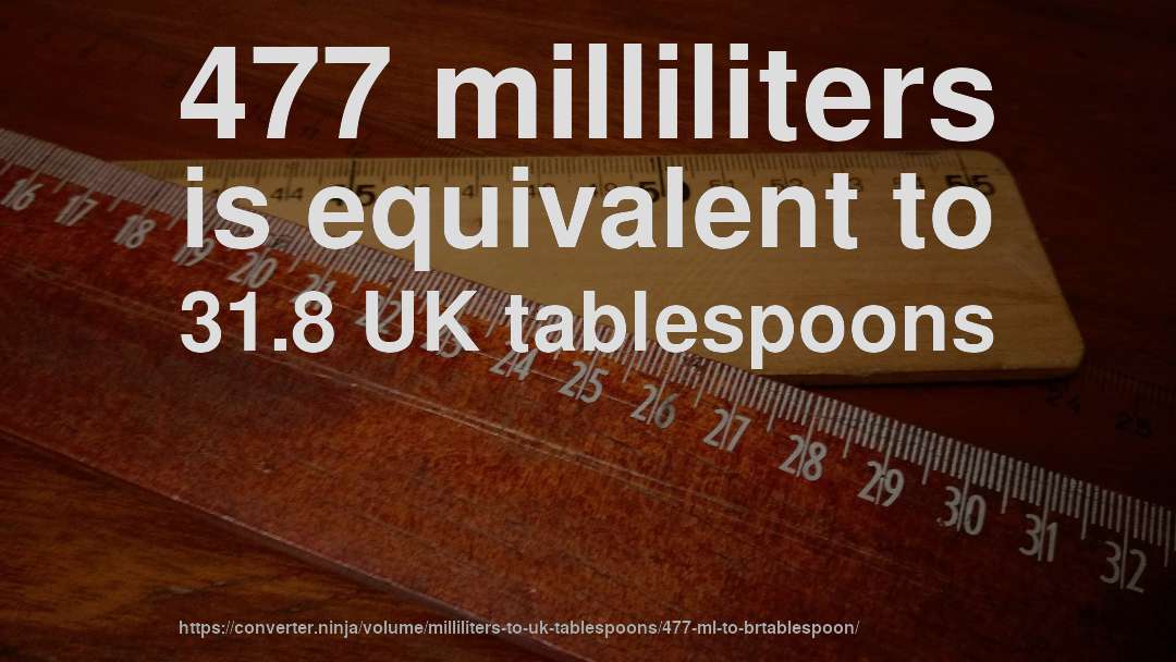 477 milliliters is equivalent to 31.8 UK tablespoons