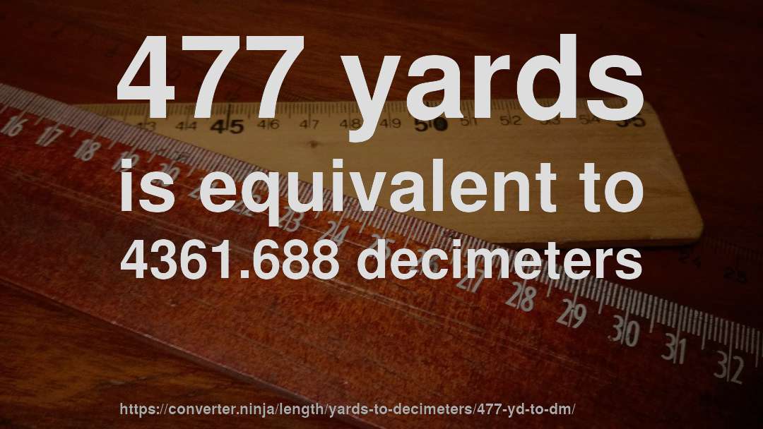 477 yards is equivalent to 4361.688 decimeters