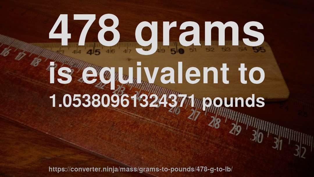 478 grams is equivalent to 1.05380961324371 pounds