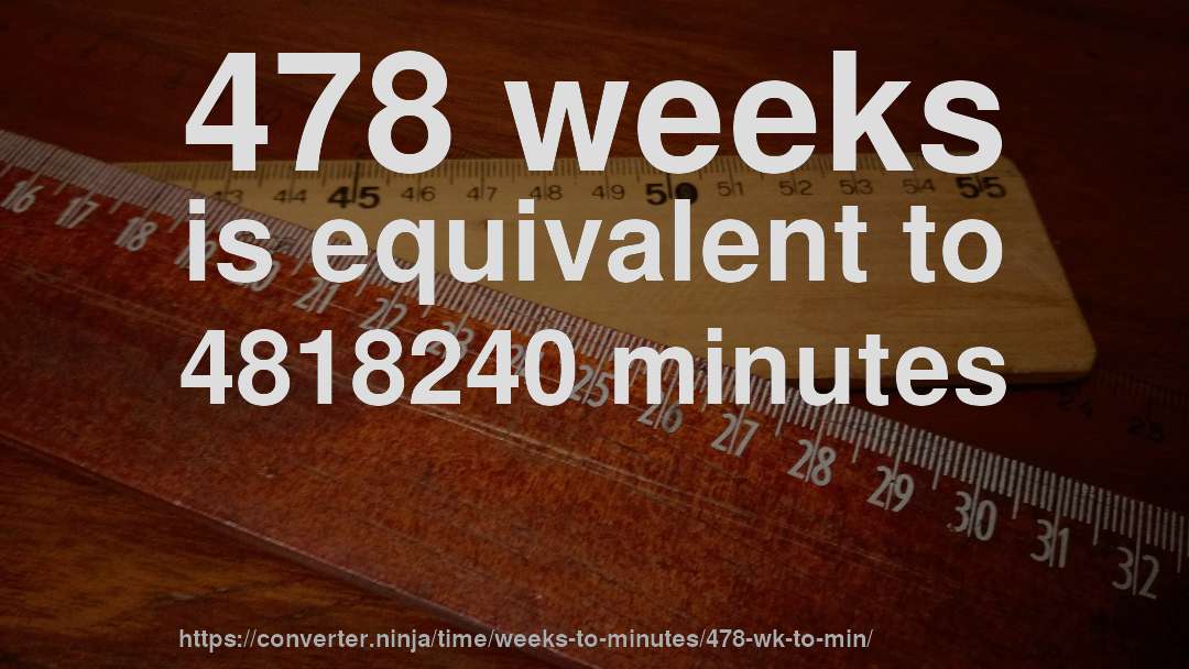 478 weeks is equivalent to 4818240 minutes