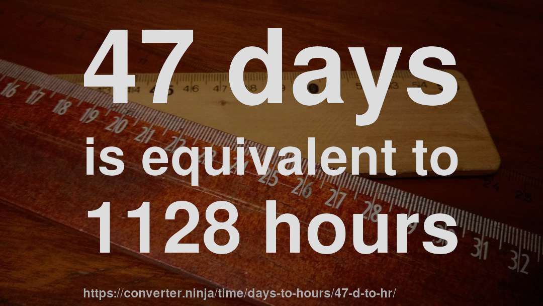 47 days is equivalent to 1128 hours
