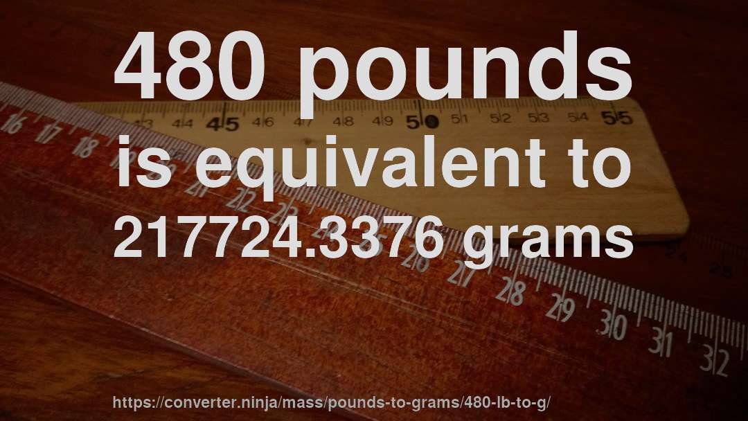 480 pounds is equivalent to 217724.3376 grams