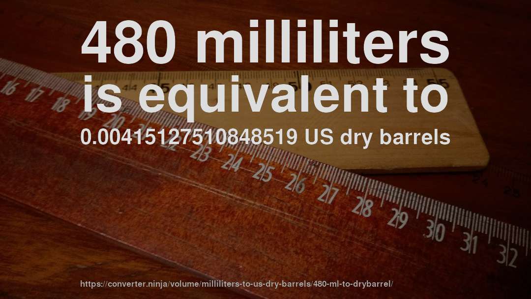 480 milliliters is equivalent to 0.00415127510848519 US dry barrels