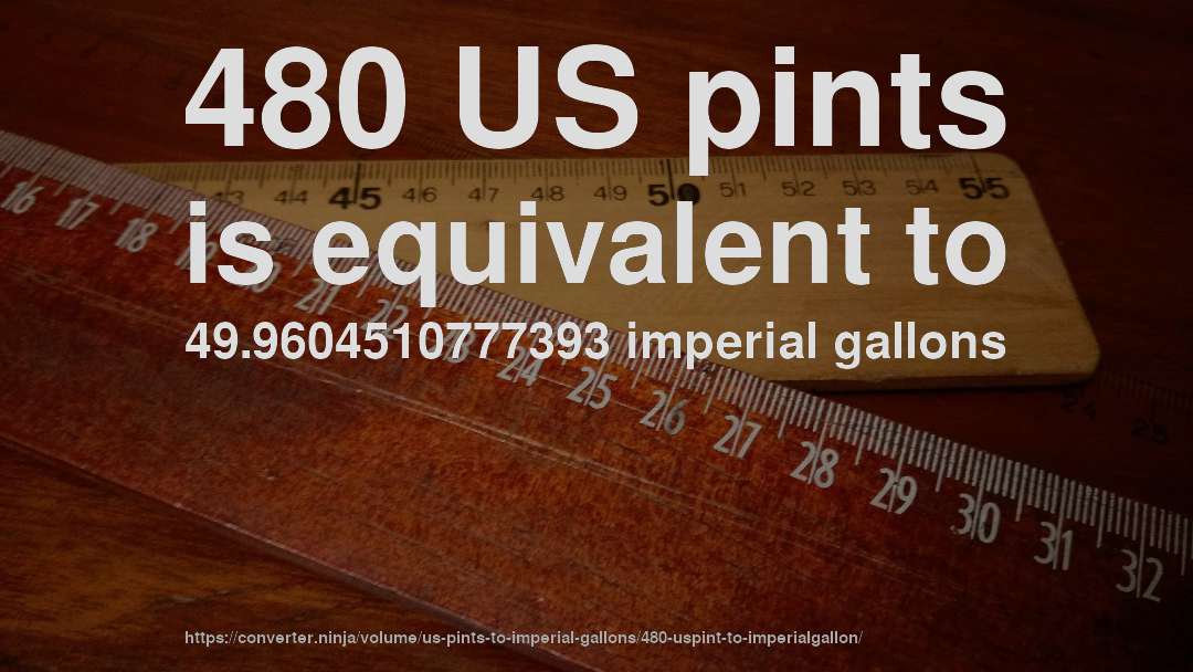 480 US pints is equivalent to 49.9604510777393 imperial gallons