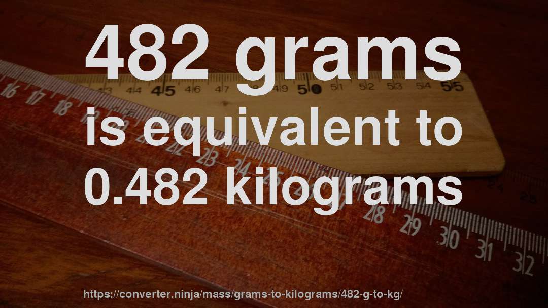 482 grams is equivalent to 0.482 kilograms